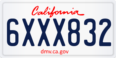 CA license plate 6XXX832