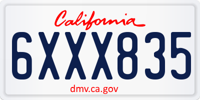 CA license plate 6XXX835