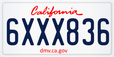 CA license plate 6XXX836