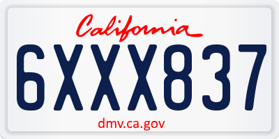 CA license plate 6XXX837