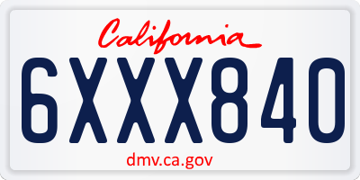 CA license plate 6XXX840