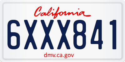 CA license plate 6XXX841