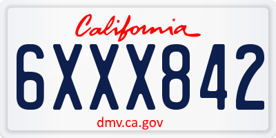 CA license plate 6XXX842