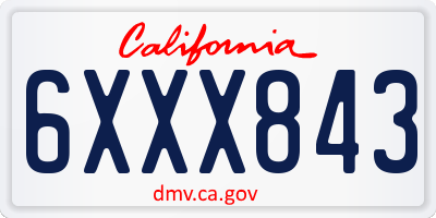 CA license plate 6XXX843