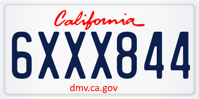 CA license plate 6XXX844