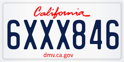 CA license plate 6XXX846
