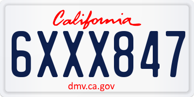 CA license plate 6XXX847