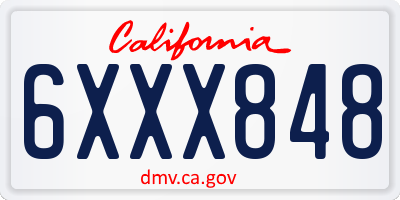 CA license plate 6XXX848