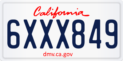 CA license plate 6XXX849
