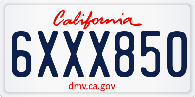 CA license plate 6XXX850