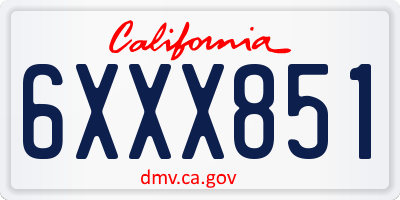 CA license plate 6XXX851