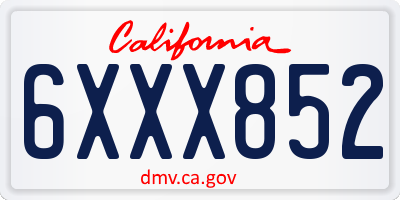 CA license plate 6XXX852