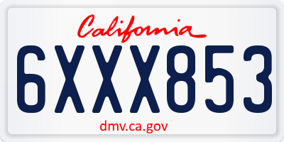 CA license plate 6XXX853
