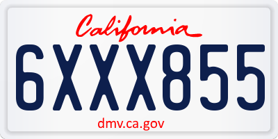 CA license plate 6XXX855