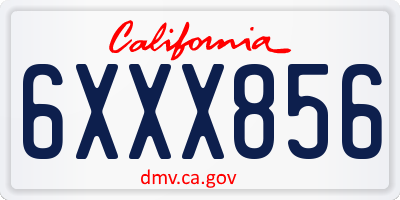 CA license plate 6XXX856