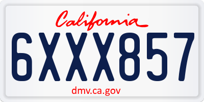 CA license plate 6XXX857