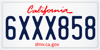 CA license plate 6XXX858