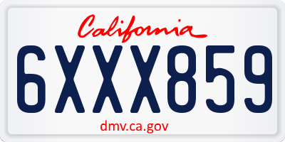CA license plate 6XXX859