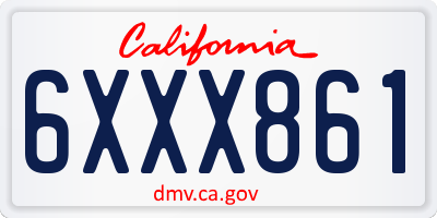 CA license plate 6XXX861
