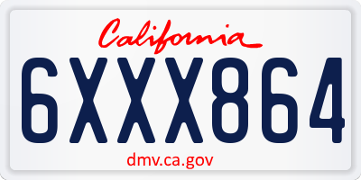 CA license plate 6XXX864
