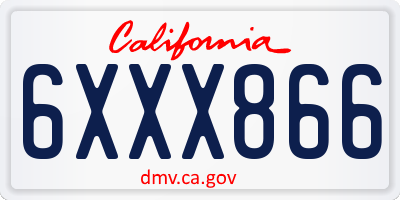 CA license plate 6XXX866
