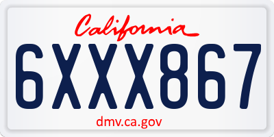CA license plate 6XXX867