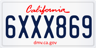 CA license plate 6XXX869