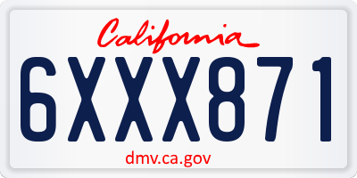 CA license plate 6XXX871