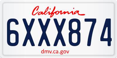 CA license plate 6XXX874