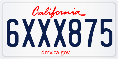 CA license plate 6XXX875