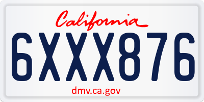 CA license plate 6XXX876