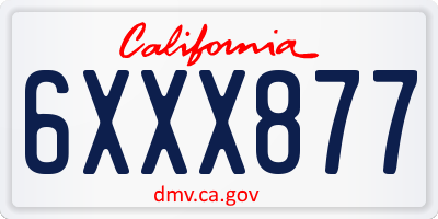 CA license plate 6XXX877