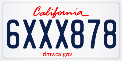 CA license plate 6XXX878