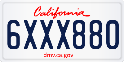 CA license plate 6XXX880