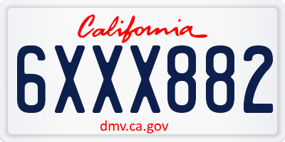 CA license plate 6XXX882
