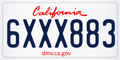CA license plate 6XXX883