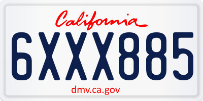 CA license plate 6XXX885