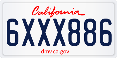 CA license plate 6XXX886