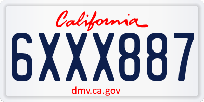 CA license plate 6XXX887