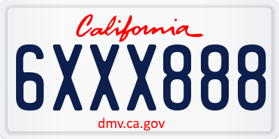 CA license plate 6XXX888