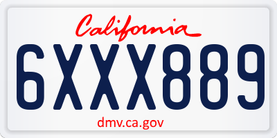 CA license plate 6XXX889