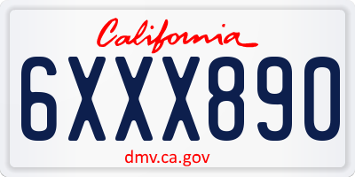 CA license plate 6XXX890