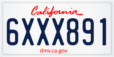 CA license plate 6XXX891