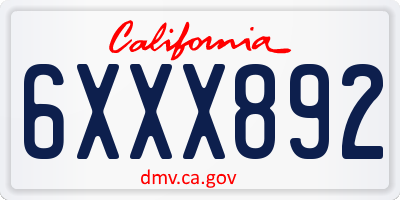 CA license plate 6XXX892