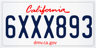 CA license plate 6XXX893