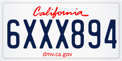 CA license plate 6XXX894