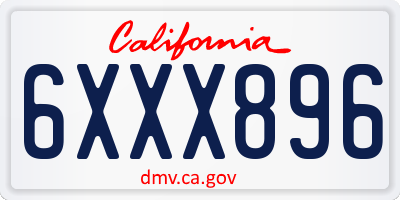 CA license plate 6XXX896