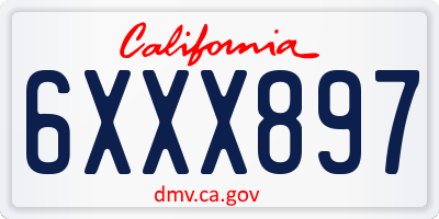 CA license plate 6XXX897