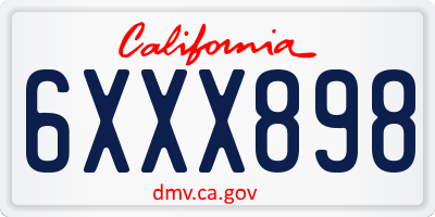 CA license plate 6XXX898