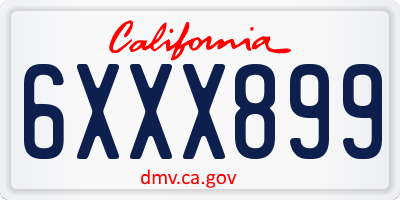 CA license plate 6XXX899